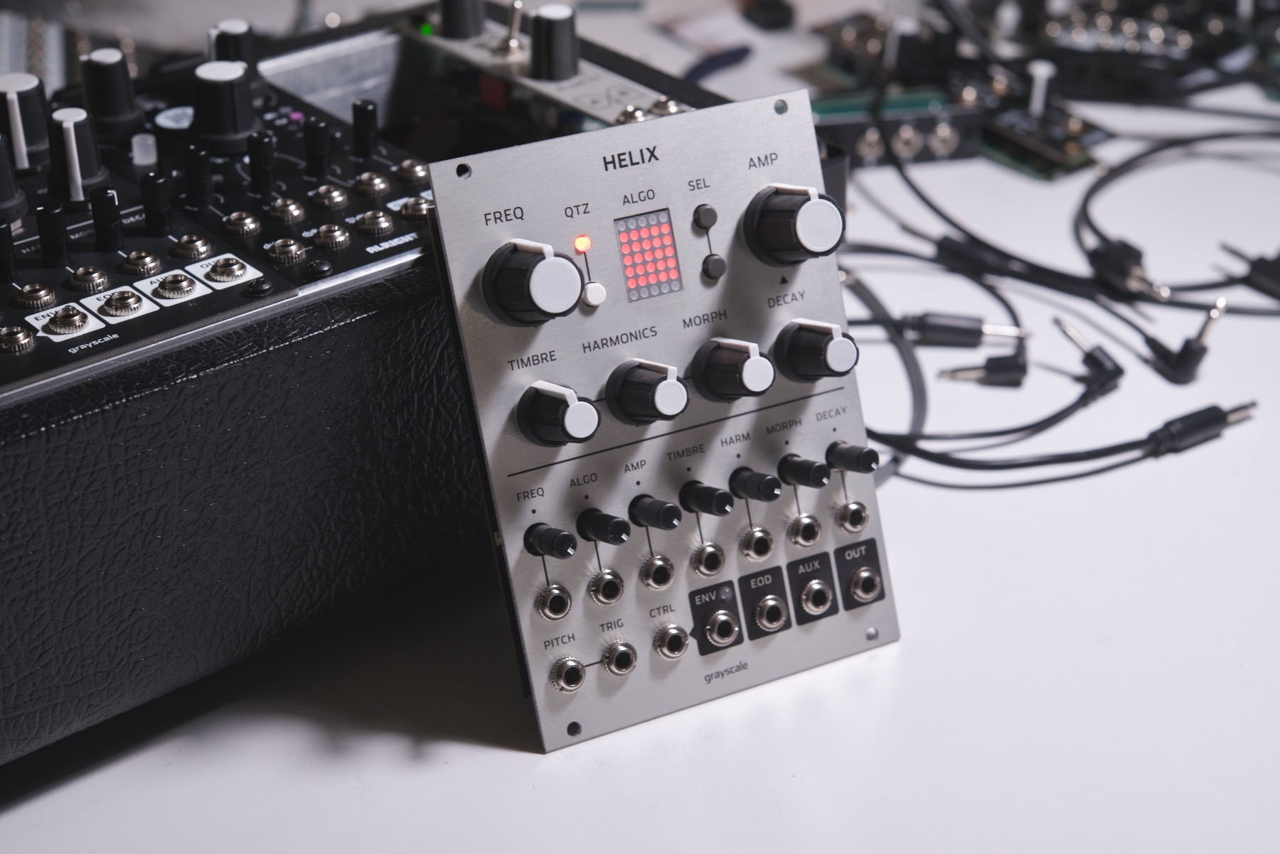 Grayscale Helix gray silver front panel, redesign upgrade update Mutable Plaits Braids